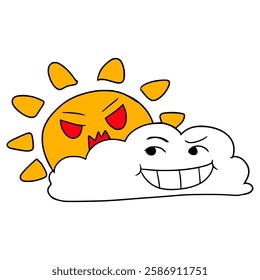 cloudy weather illustration hand drawn isolated vector