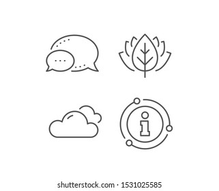 Cloudy weather line icon. Chat bubble, info sign elements. Clouds sign. Sky symbol. Linear cloudy weather outline icon. Information bubble. Vector