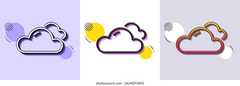 Cloudy weather line icon. Halftone dotted pattern. Gradient icon with grain shadow. Clouds sign. Sky symbol. Line cloudy weather icon. Various designs. Vector