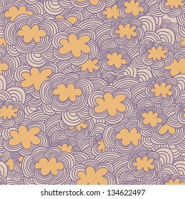 Cloudy weather seamless pattern. Bright clouds in vector. Seamless pattern can be used for wallpaper, pattern fills, web page backgrounds, surface textures.