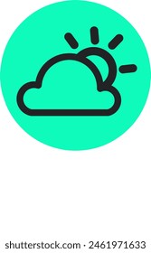 cloudy weather simple icon,clear weather with sun icon.isolated green background