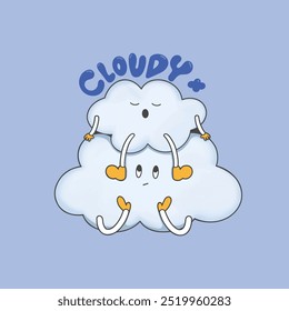 Cloudy Weather Sticker Cute Illustration