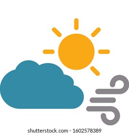cloudy wind flat icon vector design template and illustration editable color