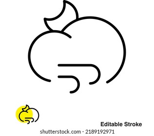 Cloudy Wind Weather Vector Line Icon