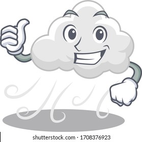 Cloudy windy cartoon character design making OK gesture