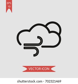 Cloudy windy day vector icon illustration symbol