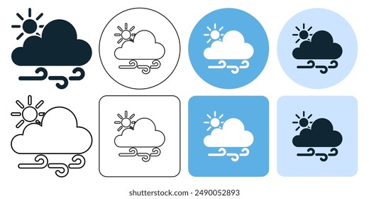 cloudy windy day, wind weather forecast breeze icon symbol stroke line and glyph
