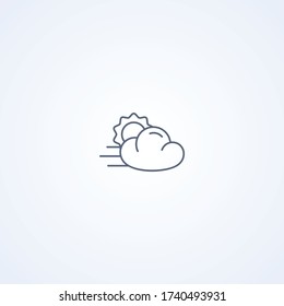 Cloudy and windy, vector best gray line icon on white background, EPS 10