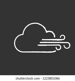 Cloudy windy weather chalk icon. Clouds and wind. Overcast. Weather forecast. Isolated vector chalkboard illustration