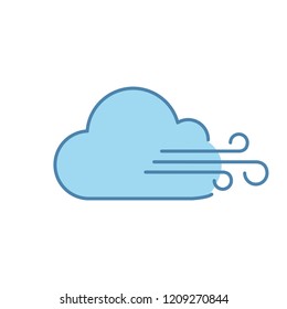 Cloudy windy weather color icon. Clouds and wind. Overcast. Weather forecast. Isolated vector illustration