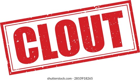 Clout Red Rubber Stamp Sign Mark Word Text Written in Grunge Vector in Sharp Double Border in Transparent Background