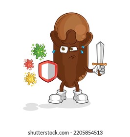 the clove against viruses cartoon. cartoon mascot vector