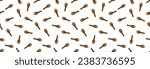 A clove bud on a white background, Aromatic Flower Buds Used As Spices. Seamless pattern.