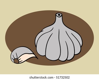 Clove and bulb of garlic