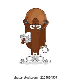 The Clove Cry With A Tissue. Cartoon Mascot Vector