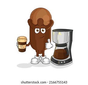 The Clove Drinking Coffee Illustration. Character Vector