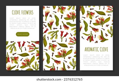 Clove Flower Banner Design with Blooming Plant Vector Template