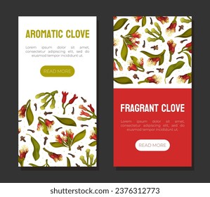 Clove Flower Banner Design with Blooming Plant Vector Template