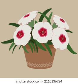 Flores de guante en una ilustración vectorial de maceta de flores.