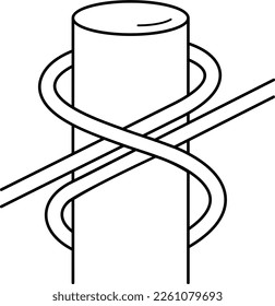 Clove hitch knot. Vector outline icon.