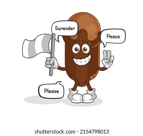the clove hold surrender flag mascot. cartoon vector
