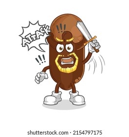 the clove knights attack with sword. cartoon mascot vector