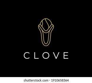 Clove Logo, Luxury Elegant with simple line art, monoline, outline style
