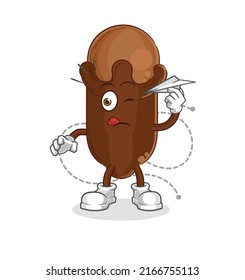 the clove with paper plane character. cartoon mascot vector