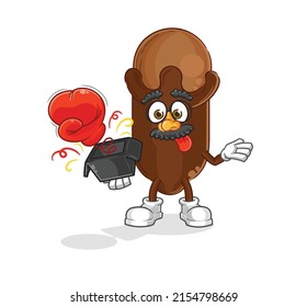 the clove prank glove in the box. cartoon mascot