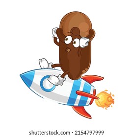 the clove ride a rocket cartoon mascot vector