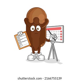 the clove schedule list vector. cartoon character
