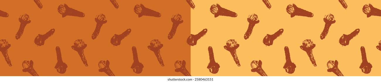 Clove nahtloses Muster. Vektorstiftzeichnungen. Gewürzschmuck aus Handschuhen. Handgezeichnete Illustrationen von Nelken Hintergrund für Etikett, Verpackung, Banner, Poster, Cover-Design.