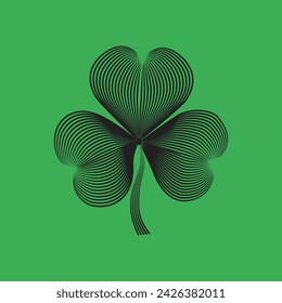 Clover 3 leaf vector lineart black on green
