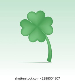Clover. 3D vector illustration isolated on green background.