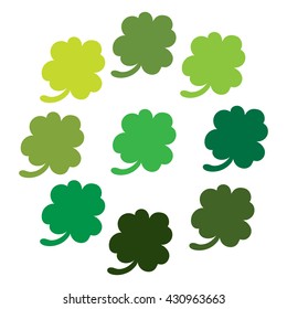 Clover 4 leaves colorfull icon set. Vector illustration.