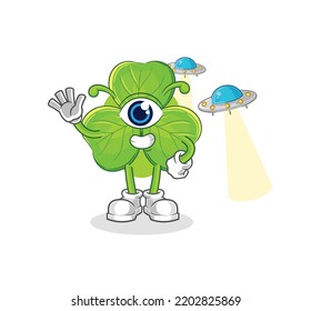 the clover alien cartoon mascot vector