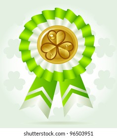 Clover award on St. PatricK`s Day with gold coin