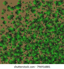Clover background is a confetti which consist of many isolated elements. Stylish and beautiful clover background. Can be used as poster, border, background, wallpaper, card and etc