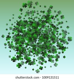 Clover background green is a confetti which consist of many isolated elements. Stylish and beautiful clover background green. Can be used as poster, border, background, wallpaper, card and etc