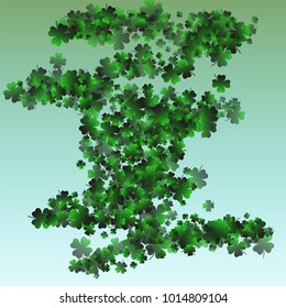 Clover background green is a confetti which consist of many isolated elements. Stylish and beautiful clover background green. Can be used as poster, border, background, wallpaper, card and etc