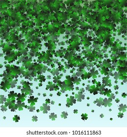Clover background green is a confetti which consist of many isolated elements. Stylish and beautiful clover background green. Can be used as poster, border, background, wallpaper, card and etc