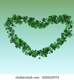 Clover background green is a confetti which consist of many isolated elements. Stylish and beautiful clover background green. Can be used as poster, border, background, wallpaper, card and etc