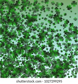 Clover background green is a confetti which consist of many isolated elements. Stylish and beautiful clover background green. Can be used as poster, border, background, wallpaper, card and etc