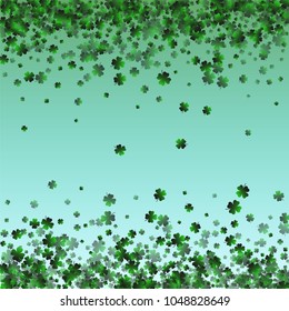 Clover background green is a confetti which consist of many isolated elements. Stylish and beautiful clover background green. Can be used as poster, border, background, wallpaper, card and etc