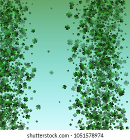 Clover background green is a confetti which consist of many isolated elements. Stylish and beautiful clover background green. Can be used as poster, border, background, wallpaper, card and etc