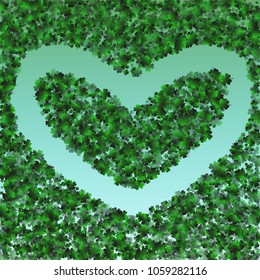 Clover background green is a confetti which consist of many isolated elements. Stylish and beautiful clover background green. Can be used as poster, border, background, wallpaper, card and etc