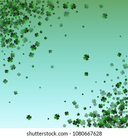 Clover background green is a confetti which consist of many isolated elements. Stylish and beautiful clover background green. Can be used as poster, border, background, wallpaper, card and etc