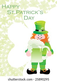 clover background with leprechaun, mug design