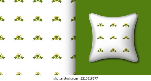 Clover badge seamless pattern with pillow. Vector illustration