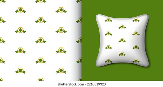 Clover badge seamless pattern with pillow. Vector illustration